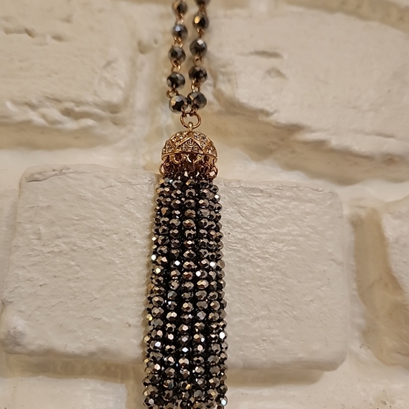 Stella & Ruby Silver and Gold Long Tassel Necklace - Picture 4 of 5